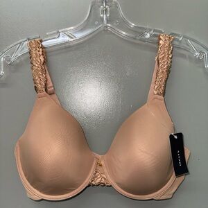 NWT Natori Womens Body Doubles Lace Trim Underwire Bra in Tan size 32DD